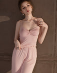 Modal Camisole Set with Sexy Built-in Bra Pads, Three-piece Home Wear Set
