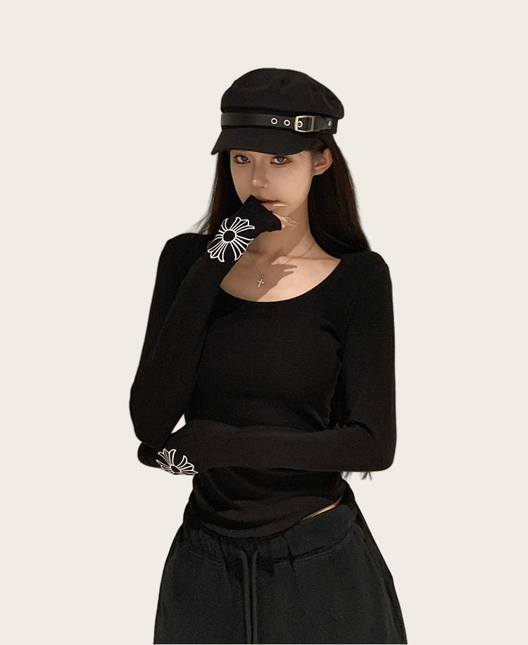 Dark Aesthetic Fleece-Lined Chrome Hearts-Inspired Set