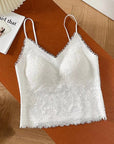Elegant Eyelash Lace Deep V Camisole