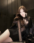 French Style Sexy Lace Bodysuit with Eyelash Trim