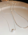 Silver Shimmer Layered Double Necklace