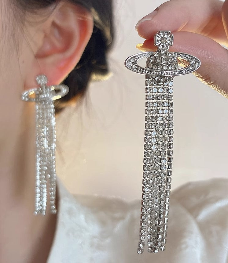 Saturn Tassel Stud Earrings