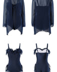 Sexy Cutout One-Piece Swimsuit + Cover-Up Set