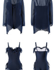 Sexy Cutout One-Piece Swimsuit + Cover-Up Set