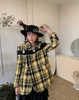 Yellow Plaid Blazer Jacket