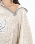 Spring/Summer New Arrival Unique Asymmetric Zipper Off-Shoulder Sweatshirt