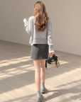 Korean-Style Layered Grey Knit Cardigan