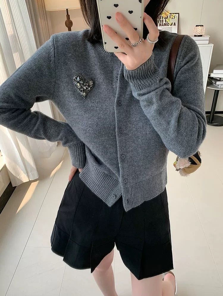 Luxurious Heart Mo&Co Classic Wool Cardigan