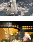 Wheat Elegant Smart Fringed Skirt Half High Waist