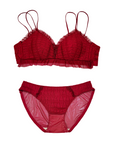 Red Wire-Free Deep V Bra
