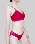Red Wire-Free Deep V Bra