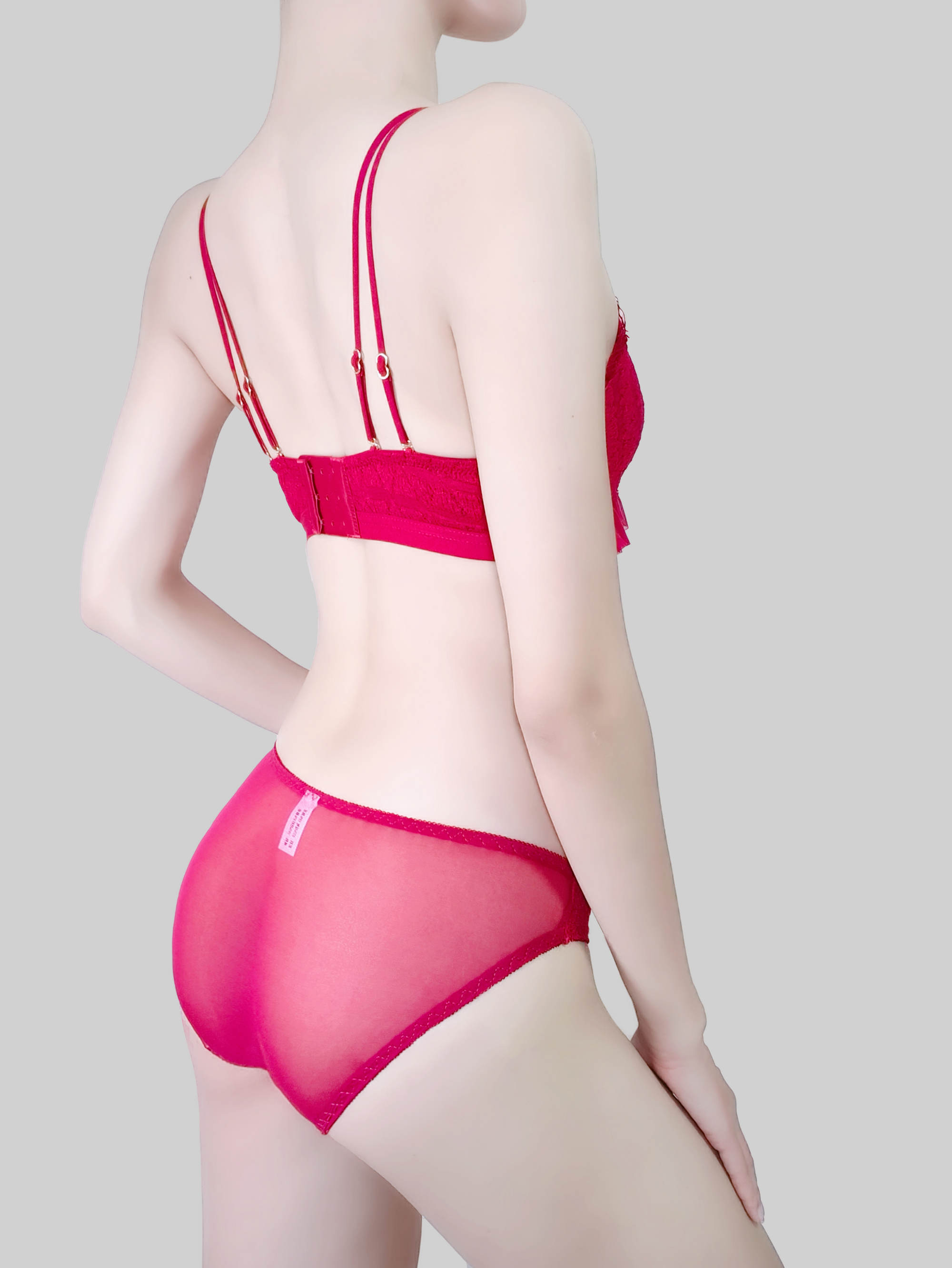 Red Wire-Free Deep V Bra