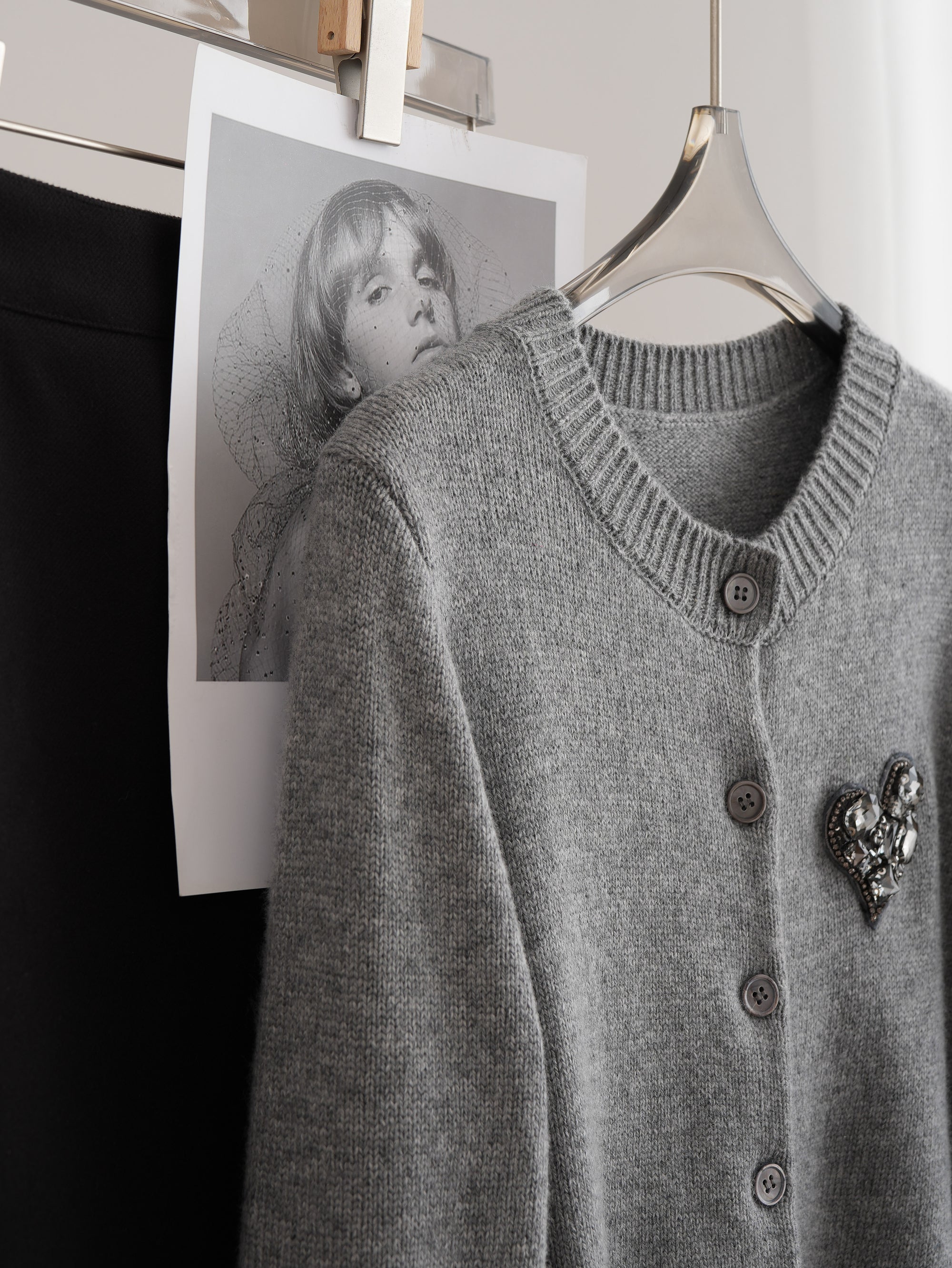 Luxurious Heart Mo&Co Classic Wool Cardigan