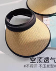 Uv Black Rubber Layer Empty Top Straw Hat