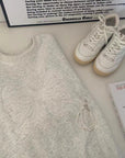 Korean-Style Relaxed Sweatshirt with Lace Bow Detail