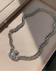 Magnetite Saturn Water Diamond Collarbone Necklace