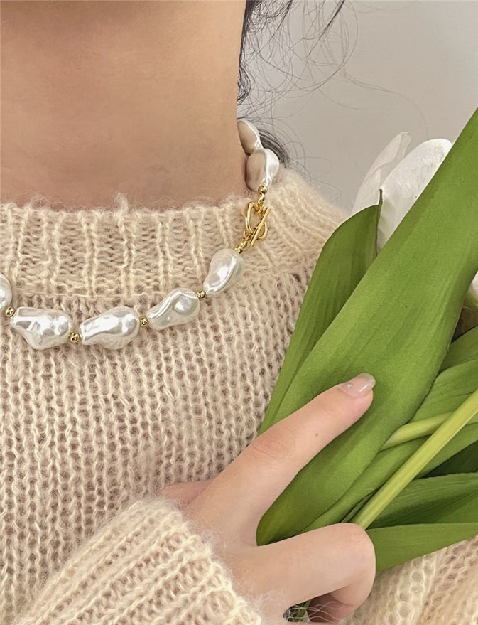 Vintage Rare Glowing Baroque Pearl Collar Necklace
