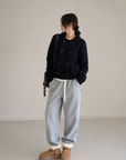 Korean Smile Patch Fleece Joggers