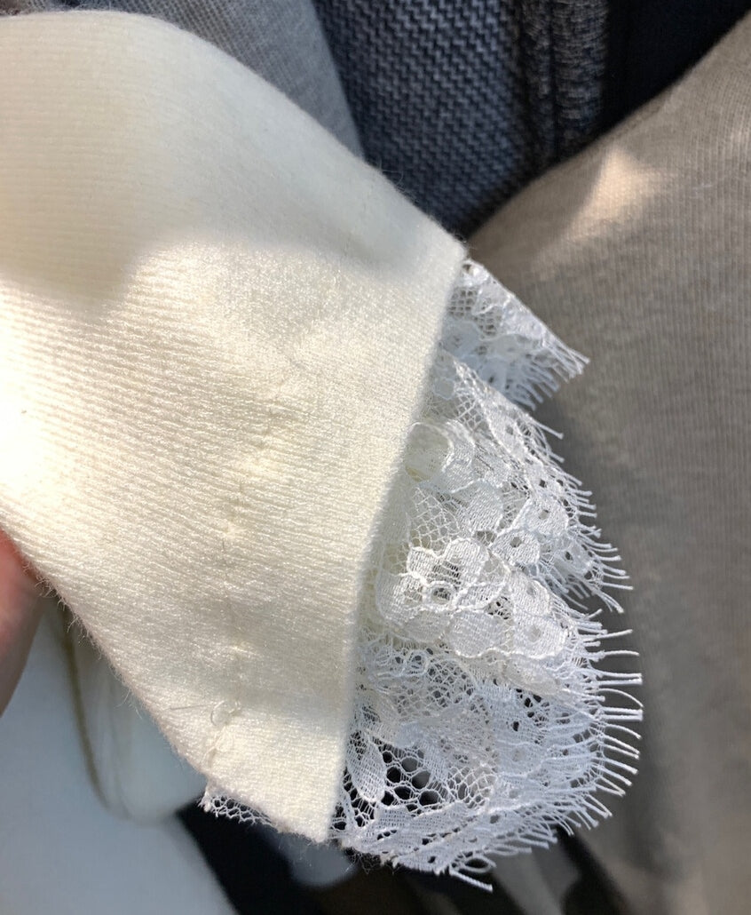 Korean-Style Lace V-Neck Knit Top