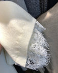 Korean-Style Lace V-Neck Knit Top