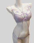Romantic Purple Bow Halter Push-Up Lingerie
