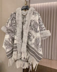 Faux Fur Trimmed Cape Coat