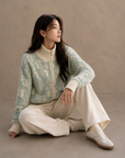 Letter Jacquard Wool Thick Jacket