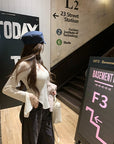Solid Color Slim Fit V-Neck Knit Top