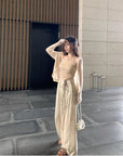 Ink Abstract Art Printed Wide-Leg Pants