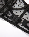 Polka Dot Mesh Boned Lingerie Set