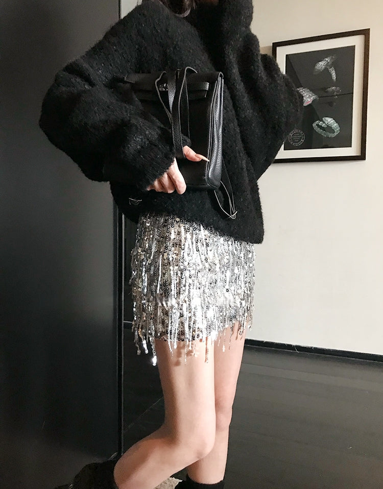 Deluxe Sequin Fringe Skirt
