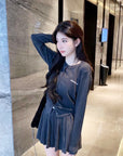 Wool-Silk Knitted Pleated Skirt Set