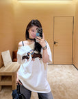 JENNIE Style One-Shoulder Oversized Dachshund Cotton Tee