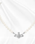 Pearl Saturn Collarbone Necklace