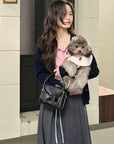 MIU-Style Wool-Blend Layered Knit Cardigan