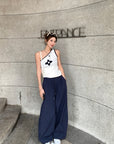 Asymmetrical One-Shoulder Contrast Knit Tank Top