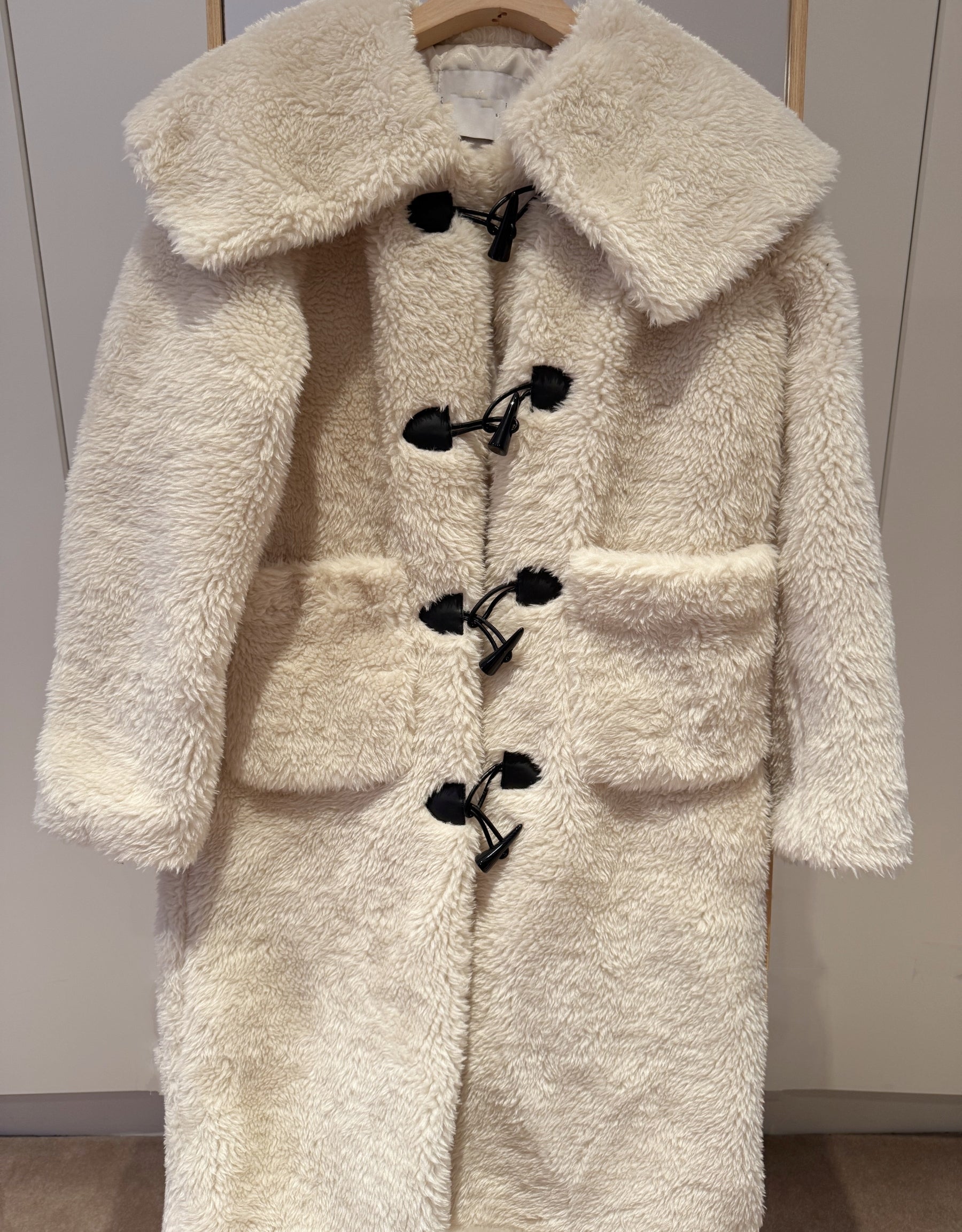 Wool-Blend Eco Faux Fur Mid-Length Coat