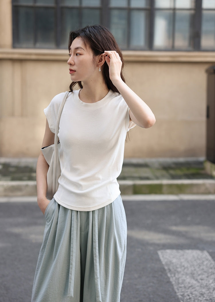 Bone-Line Slim Fit Round Neck Basic Short Sleeve Tee