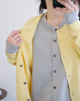 SANDRO cream yellow contrast grey wool cardigan