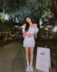 Off Shoulder Drawstring Temperament Short Skirt