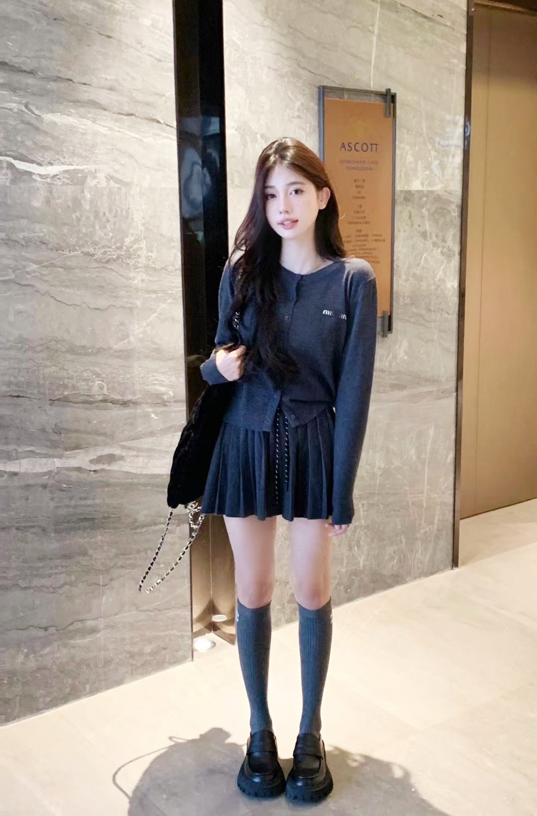 Wool-Silk Knitted Pleated Skirt Set