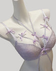 Romantic Purple Bow Halter Push-Up Lingerie