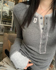 Contrast Patchwork Knit Long-Sleeve Tee