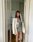 Statement lace-panelled couture blazer