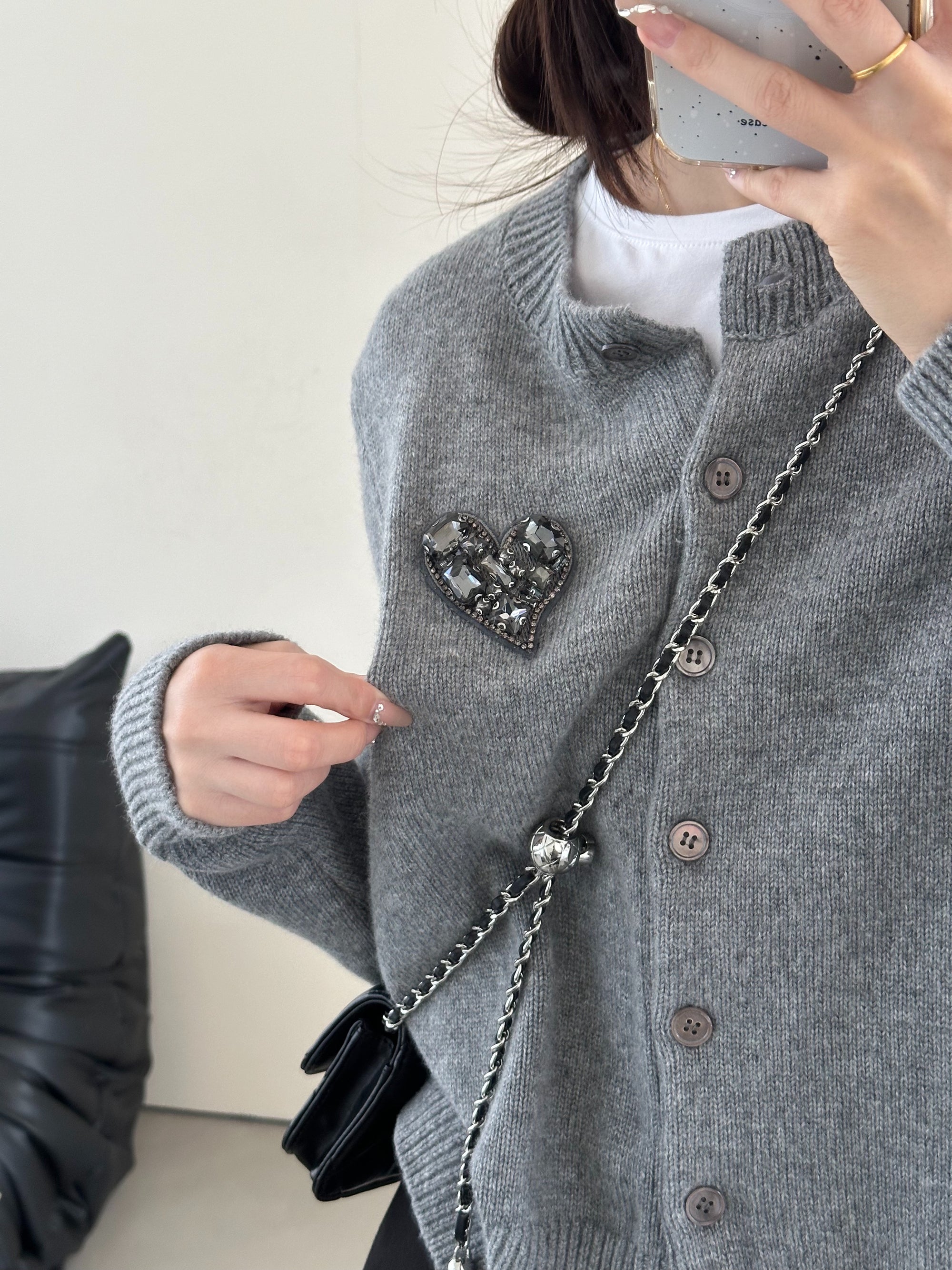 Luxurious Heart Mo&Co Classic Wool Cardigan