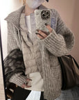 Korean-style wool knit cardigan with a relaxed, stylish design