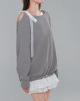 Off-Shoulder Lace Patchwork Knit Dress
