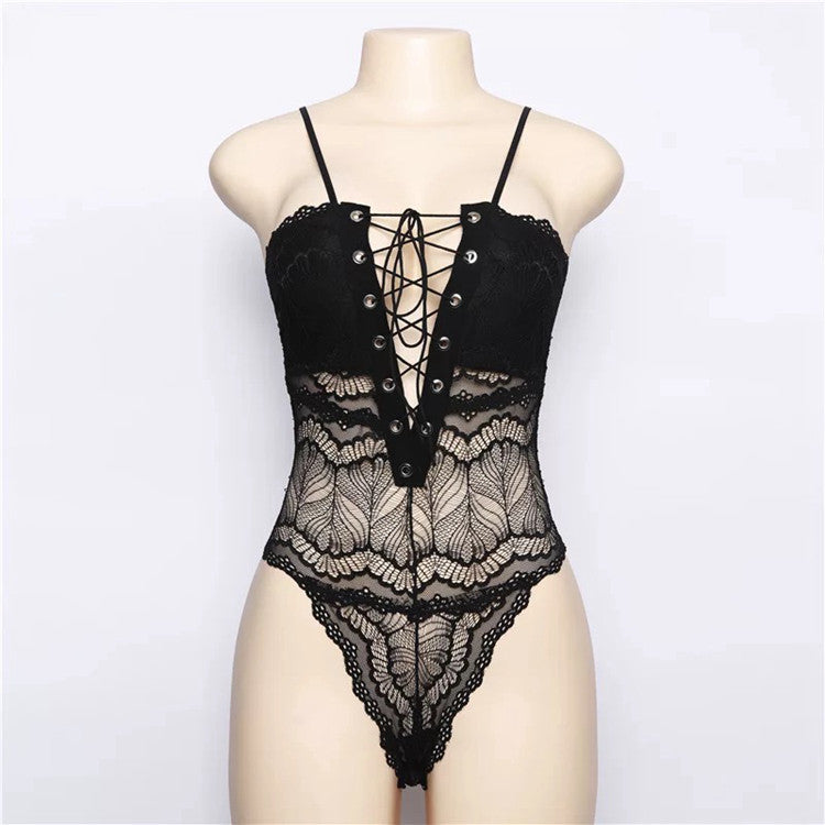 Sexy Lace One-Piece Underwear (Free Net Stockings)