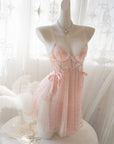 French Pure Desire Polka Dot Sexy Nightgown (2-Piece Set)