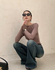 New Slim-Fit Knit Top for Slender Figure